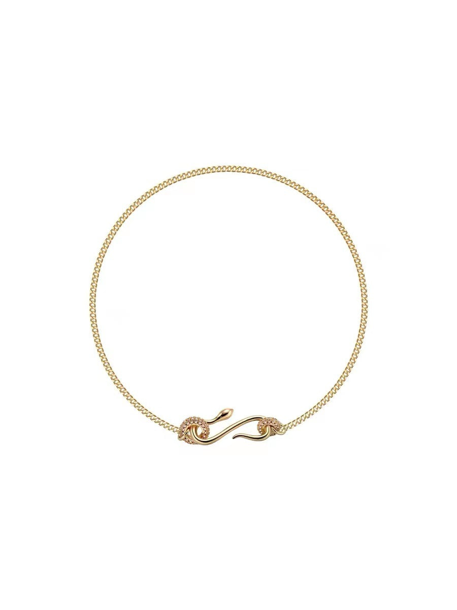 Full Diamond Ring Snake Necklace