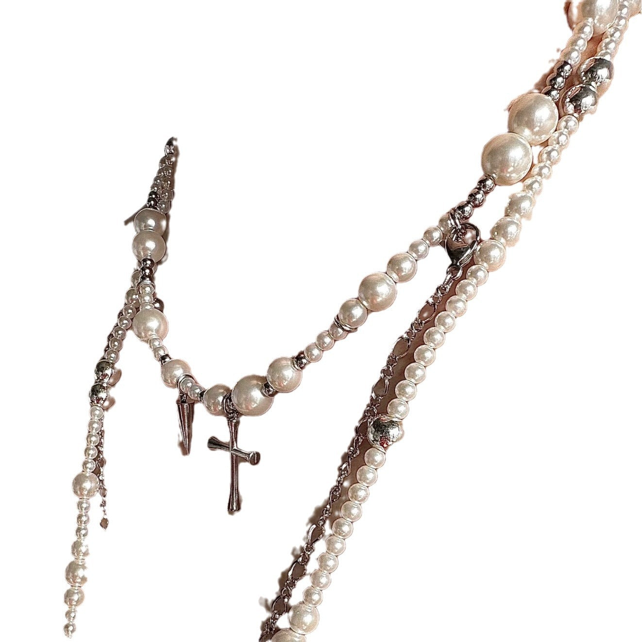 Pearl Titanium Steel Long Necklace Clavicle Chain