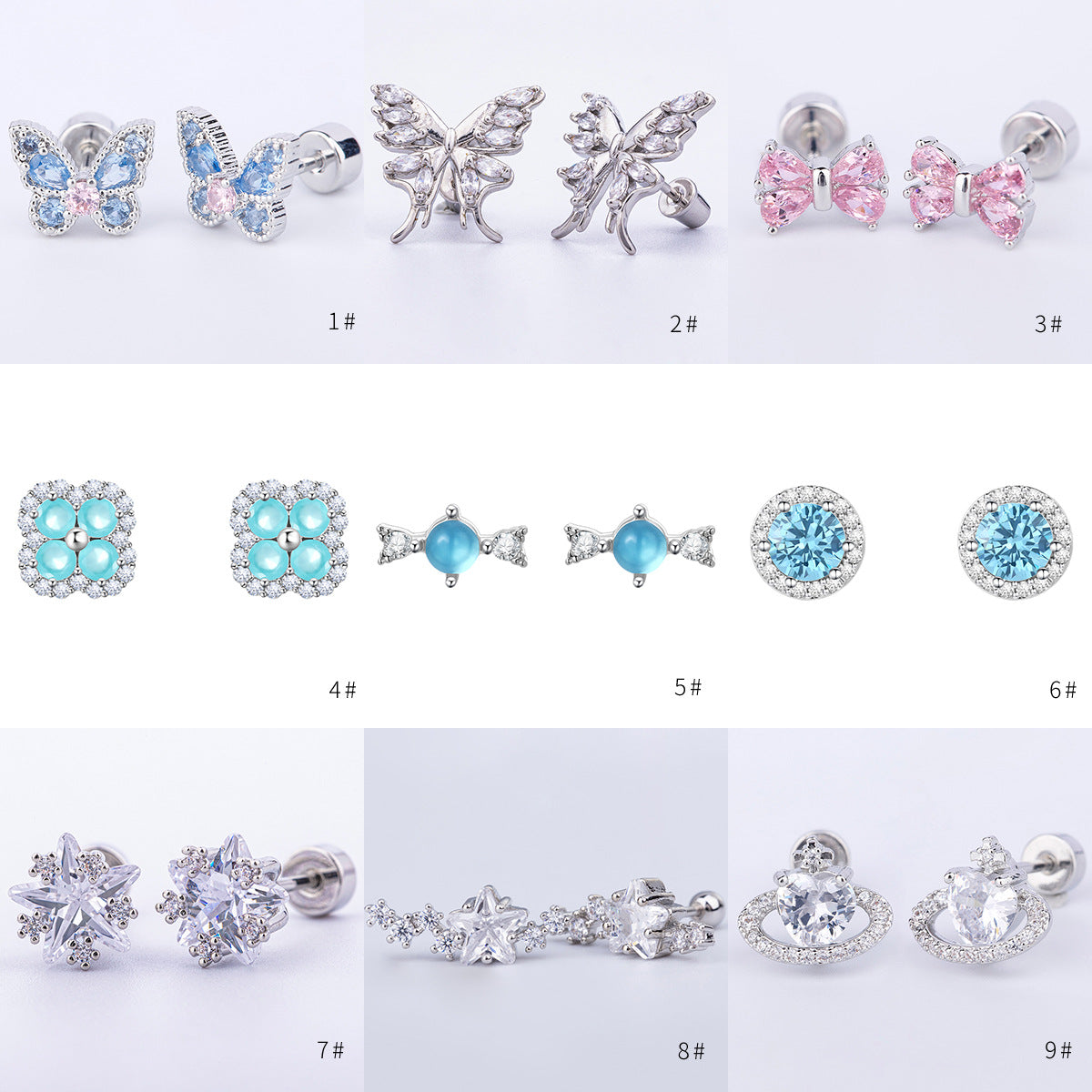Micro-inlaid Zirconia Ear Bone Stud