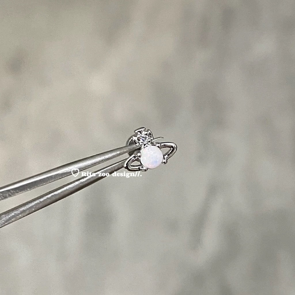 Sugar Cube Planet Titanium Steel Earrings
