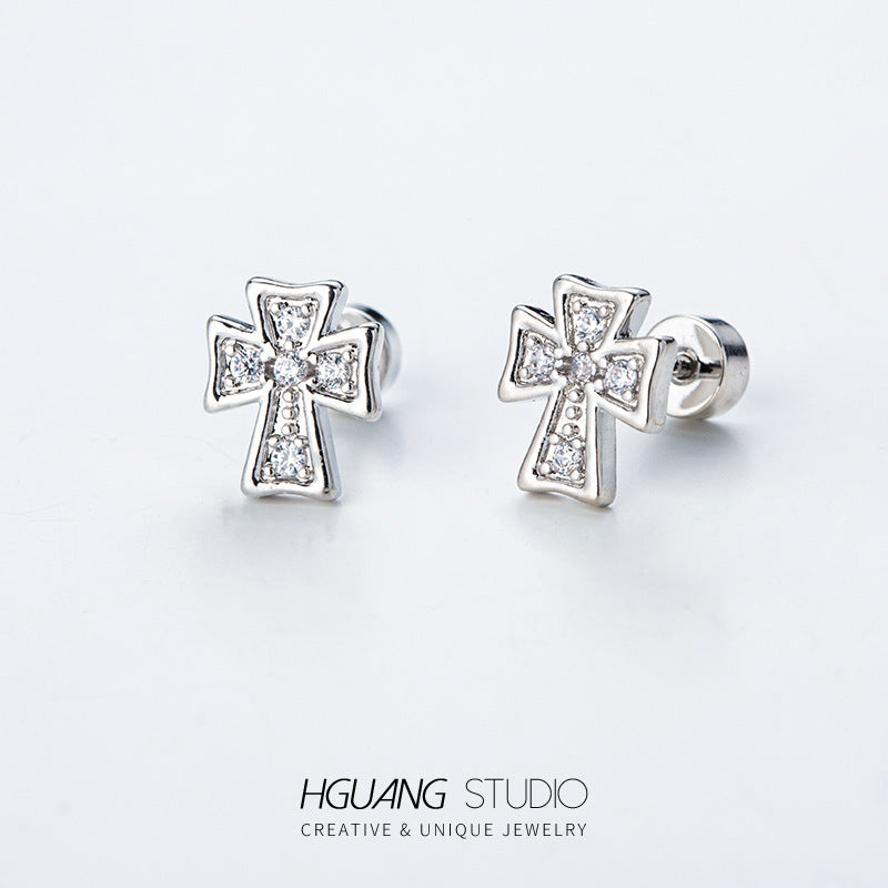 Cross Crocheted Stud Earrings