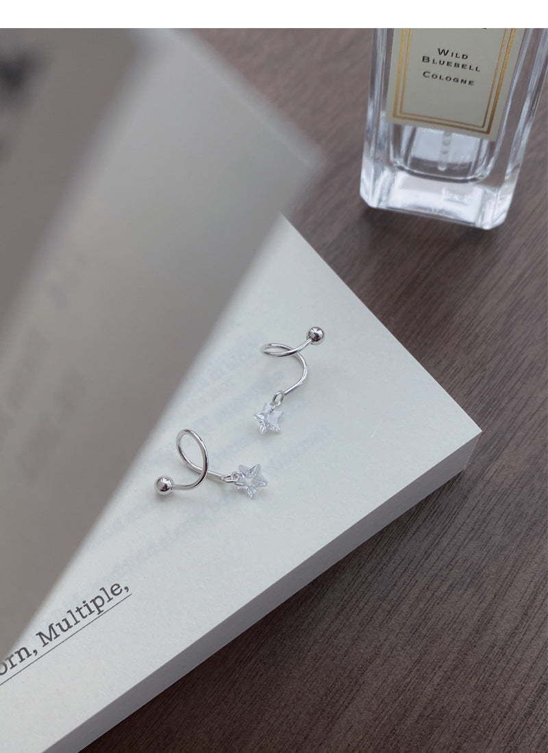 Star Zircon Spiral Stud Earrings