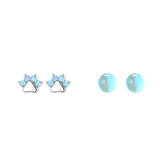 Opal Colorful Blue Round Ball Ear Bone Stud
