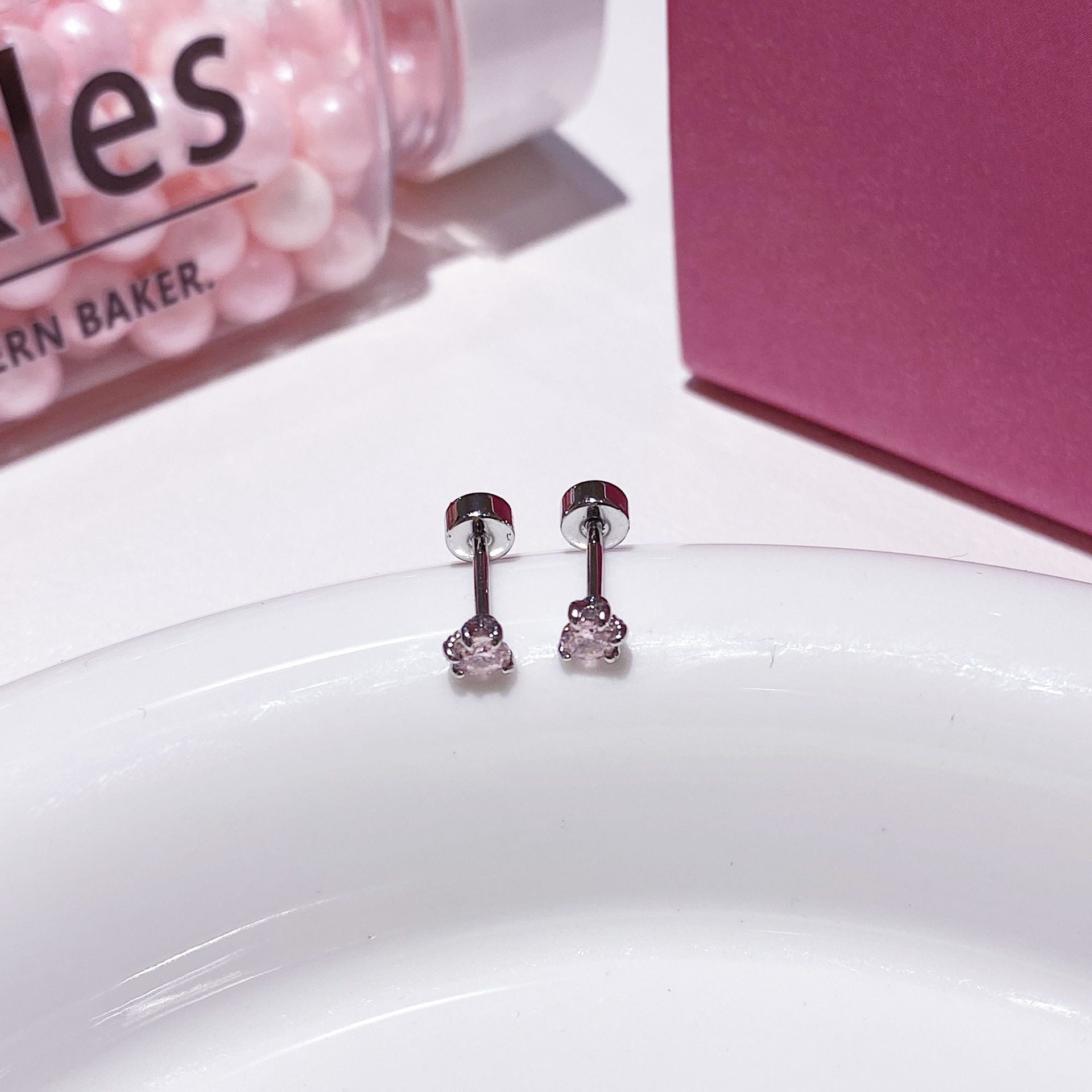 Flashing Zircon Ear Studs