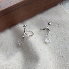 Star Zircon Spiral Stud Earrings