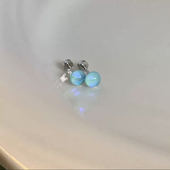 Opal Colorful Blue Round Ball Ear Bone Stud