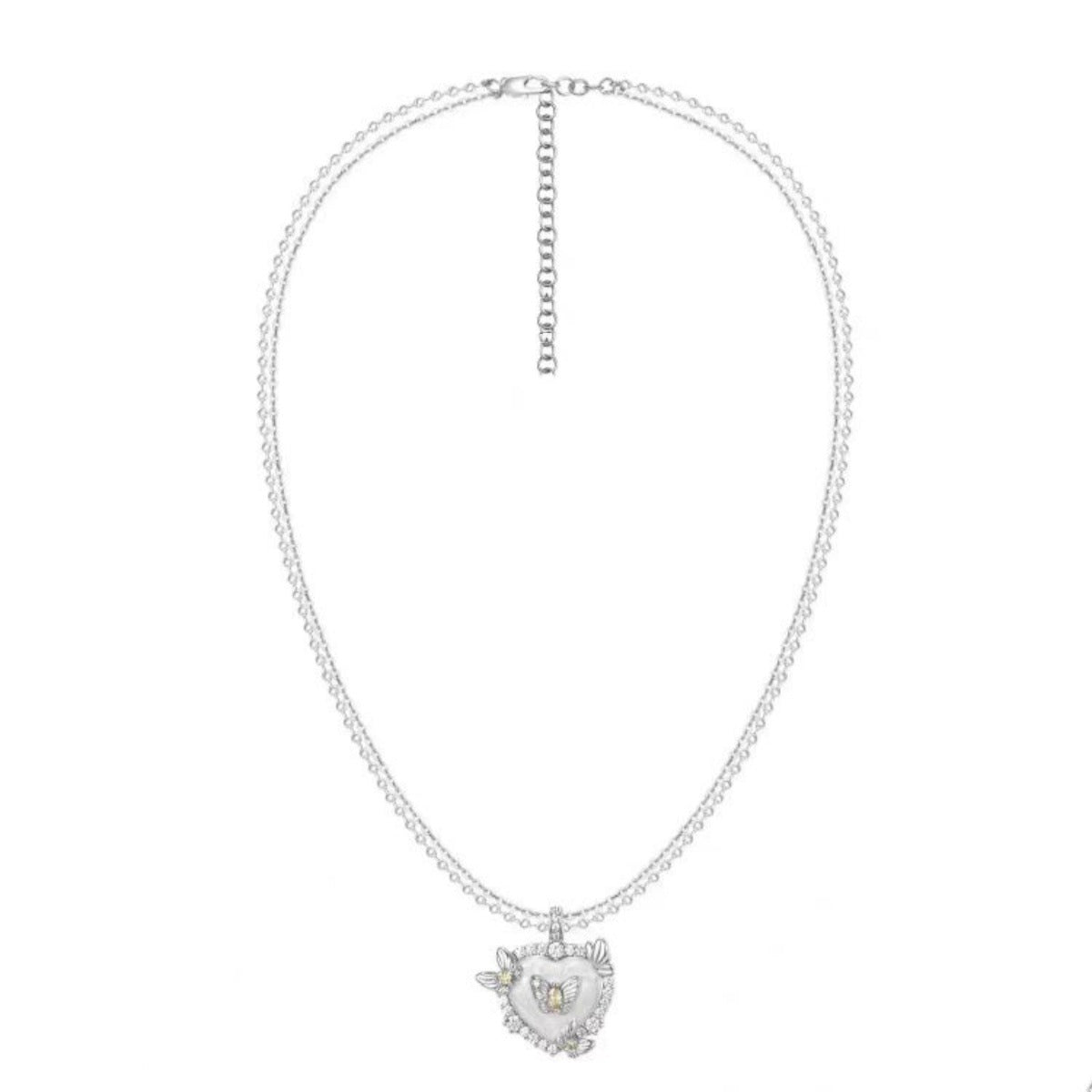 French Retro Heart Butterfly Double Layer Chain