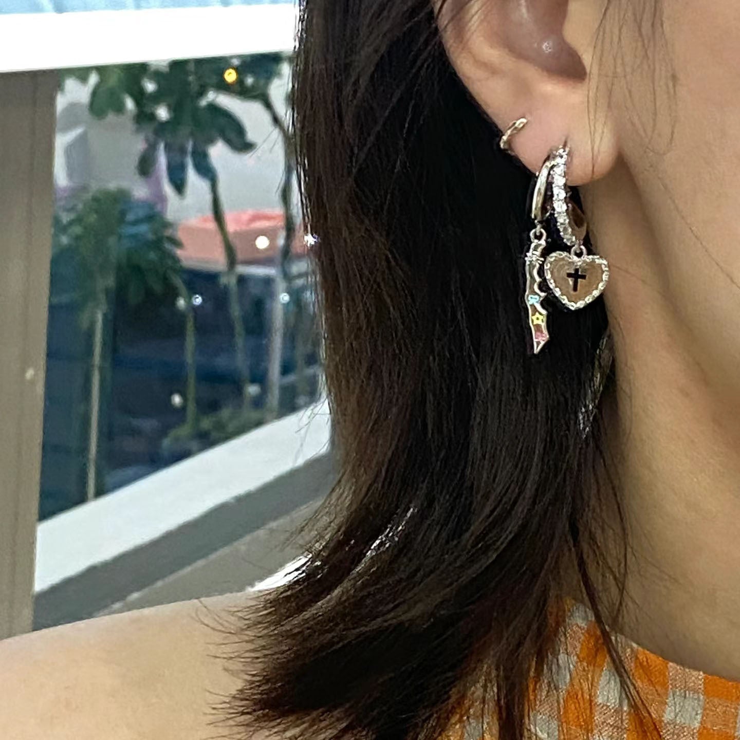 Sweet Cool Wind Love Cross Dagger Earrings