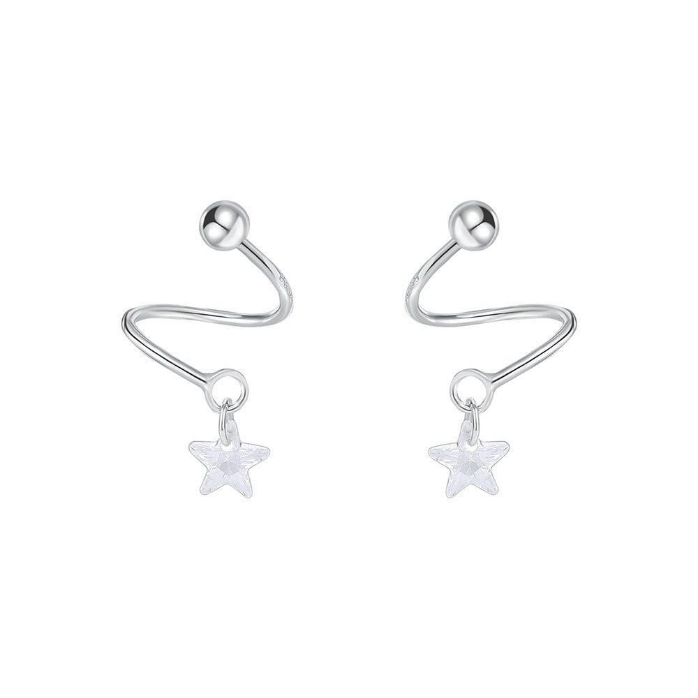 Star Zircon Spiral Stud Earrings