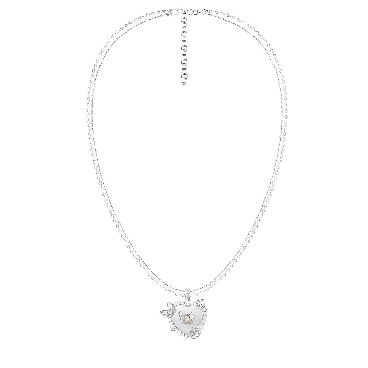 French Retro Heart Butterfly Double Layer Chain