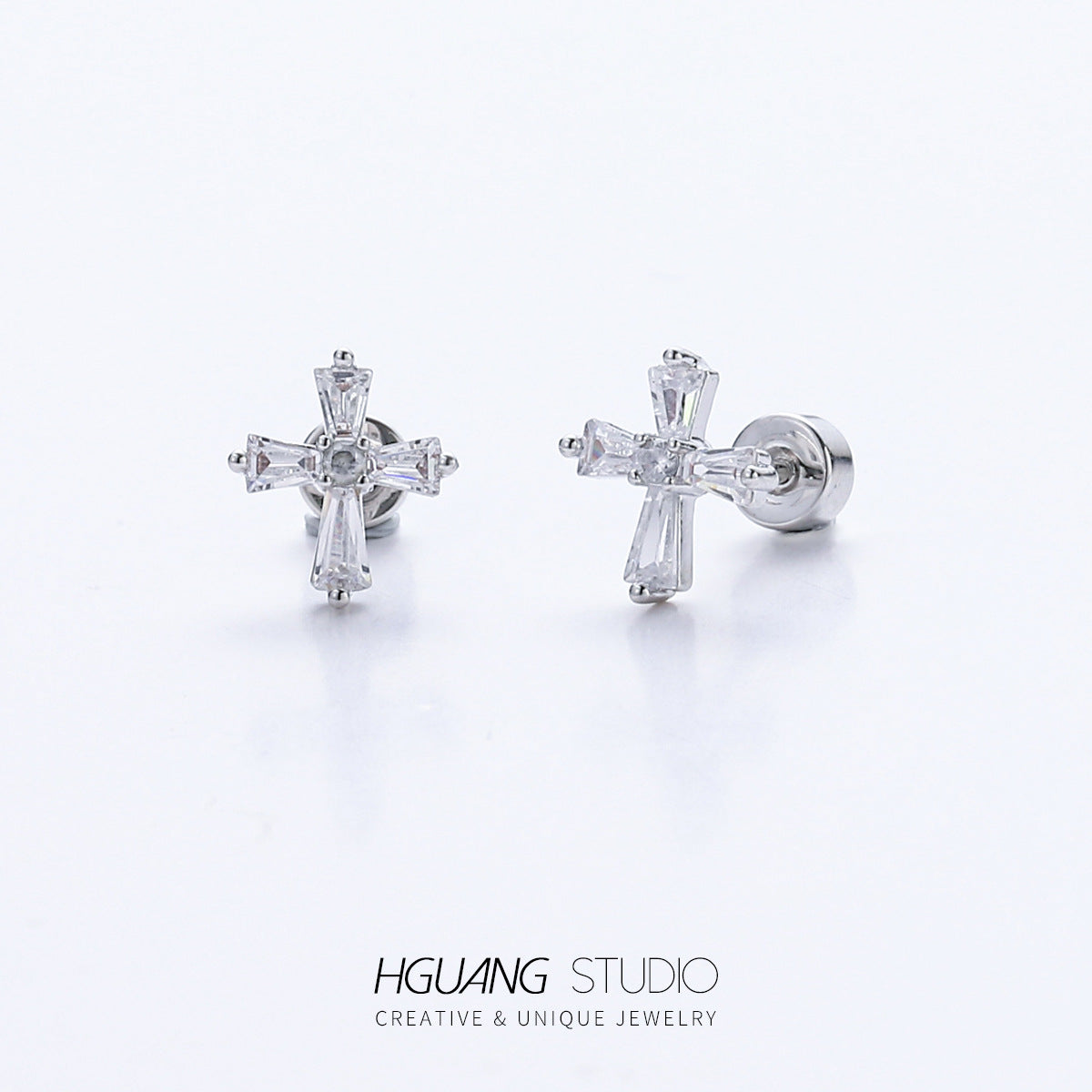 Cross Crocheted Stud Earrings