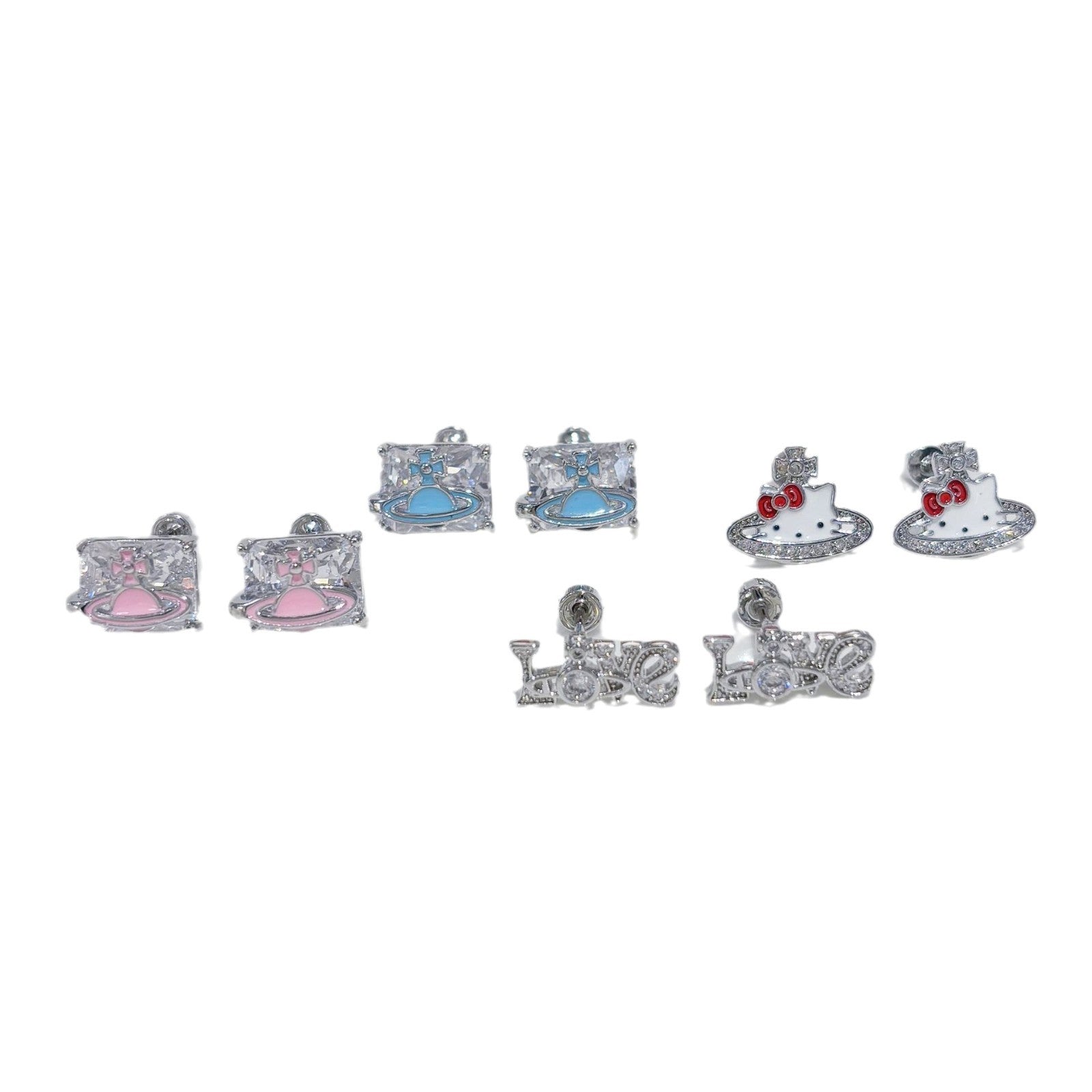 Sugar Cube Planet Titanium Steel Earrings