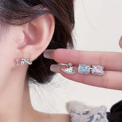 Sugar Cube Planet Titanium Steel Earrings
