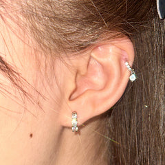 Titanium Steel Copper Diamond Straight Rod Three Zircon Earrings