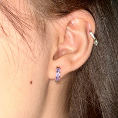 Titanium Steel Copper Diamond Straight Rod Three Zircon Earrings