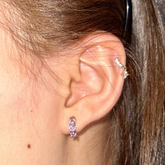 Titanium Steel Copper Diamond Straight Rod Three Zircon Earrings