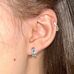 Titanium Steel Copper Diamond Straight Rod Three Zircon Earrings