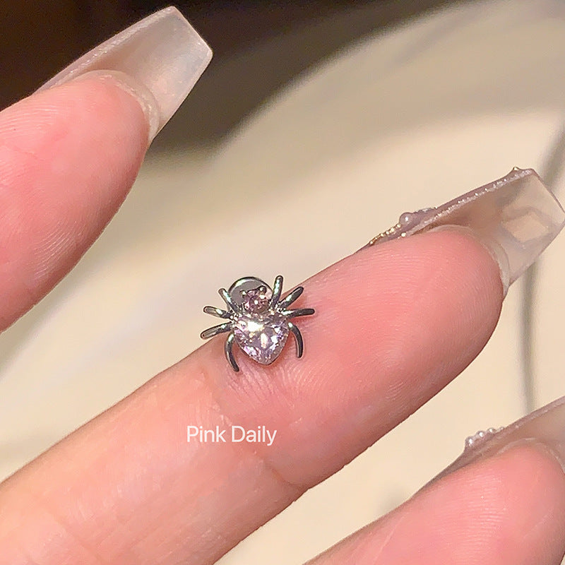 Pink Zircon Cross Ear Bone Stud Titanium Steel Twist Screw Fireworks Cut Ear Ear Bone Pin Butterfly Earrings