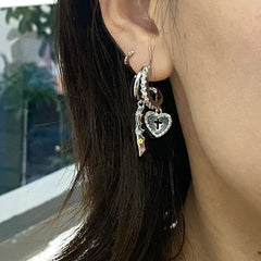 Sweet Cool Wind Love Cross Dagger Earrings