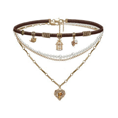 Lava Pearl Sweet Cool Light Luxury Heart Necklace