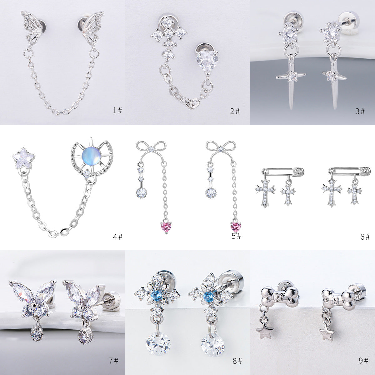 Micro-inlaid Zirconia Ear Bone Stud