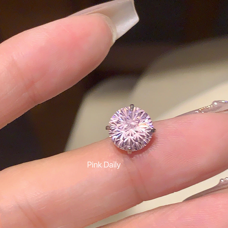 Pink Zircon Cross Ear Bone Stud Titanium Steel Twist Screw Fireworks Cut Ear Ear Bone Pin Butterfly Earrings