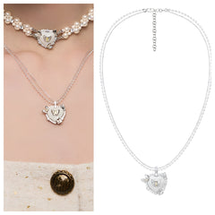 French Retro Heart Butterfly Double Layer Chain