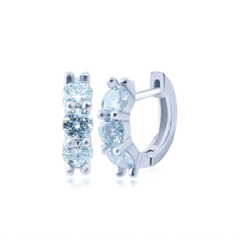 Titanium Steel Copper Diamond Straight Rod Three Zircon Earrings