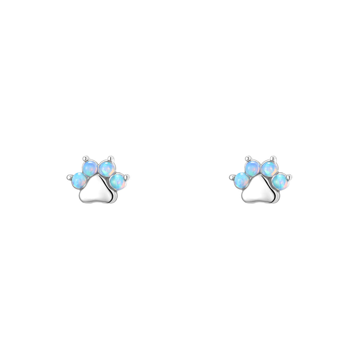 Opal Colorful Blue Round Ball Ear Bone Stud